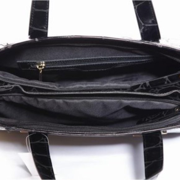 Tima Black Crocodile Italian Leather HandBag - Picture 6 of 7